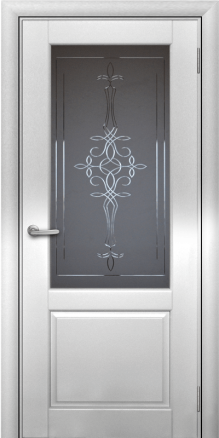 Дверь из массива Классика К2 Эмаль белая Стекло с рисунком Вена - фото 1